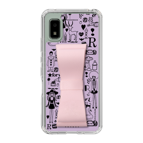 Slim Protection Case - STAND & RING RIBBON Sakura Pink［ Rune Naito - RUNE Girl Retro & Modern - Purple ］
