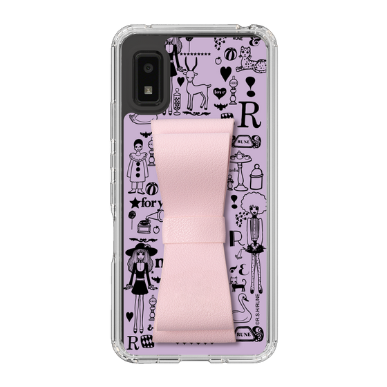 Slim Protection Case - STAND & RING RIBBON Sakura Pink［ Rune Naito - RUNE Girl Retro & Modern - Purple ］