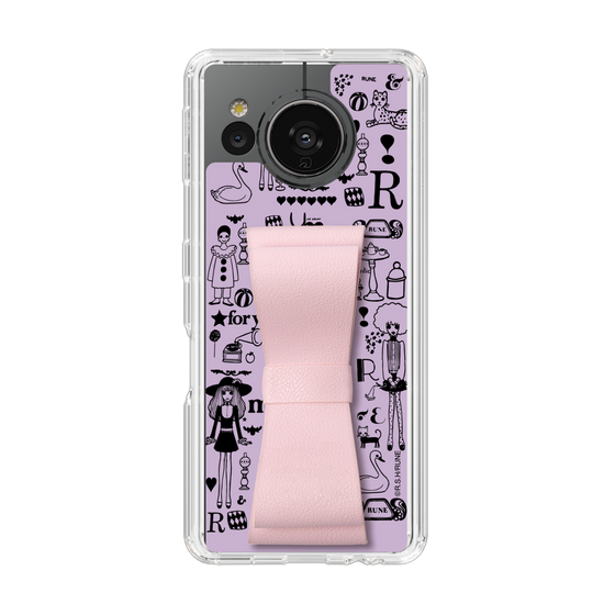 Slim Protection Case - STAND & RING RIBBON Sakura Pink［ Rune Naito - RUNE Girl Retro & Modern - Purple ］