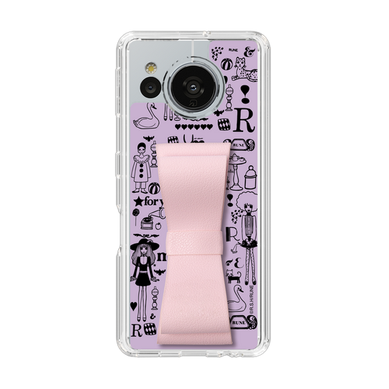 Slim Protection Case - STAND & RING RIBBON Sakura Pink［ Rune Naito - RUNE Girl Retro & Modern - Purple ］