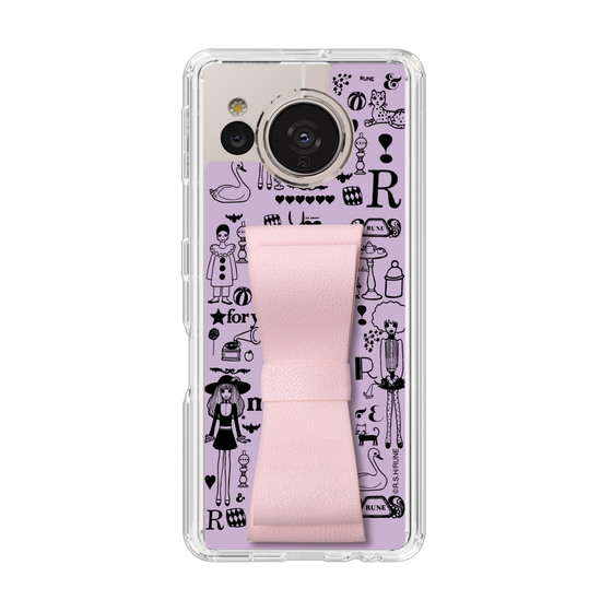 Slim Protection Case - STAND & RING RIBBON Sakura Pink［ Rune Naito - RUNE Girl Retro & Modern - Purple ］