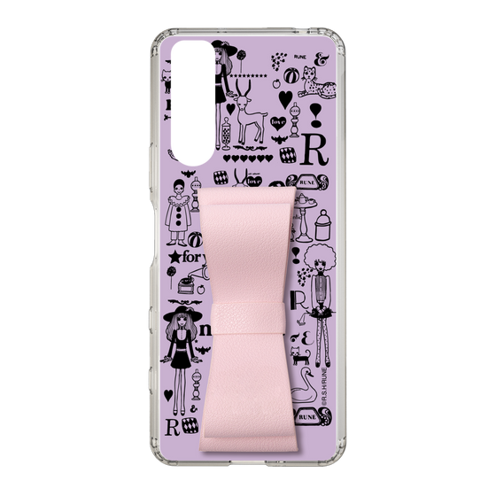 Slim Protection Case - STAND & RING RIBBON Sakura Pink［ Rune Naito - RUNE Girl Retro & Modern - Purple ］