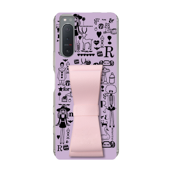 Slim Protection Case - STAND & RING RIBBON Sakura Pink［ Rune Naito - RUNE Girl Retro & Modern - Purple ］