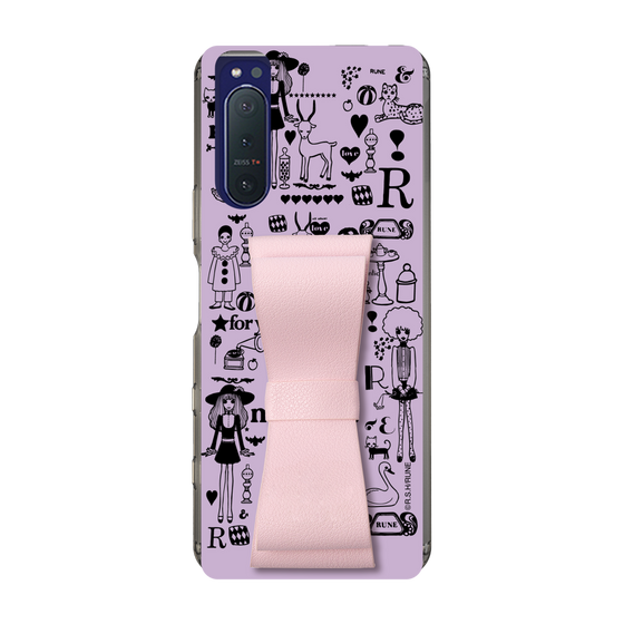 Slim Protection Case - STAND & RING RIBBON Sakura Pink［ Rune Naito - RUNE Girl Retro & Modern - Purple ］