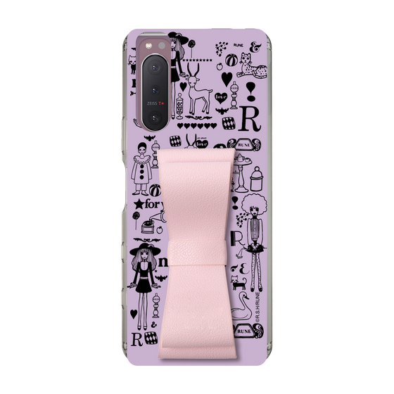 Slim Protection Case - STAND & RING RIBBON Sakura Pink［ Rune Naito - RUNE Girl Retro & Modern - Purple ］