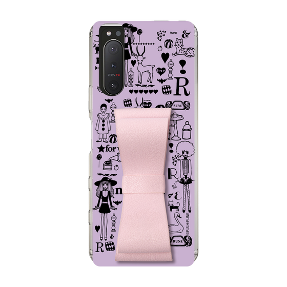Slim Protection Case - STAND & RING RIBBON Sakura Pink［ Rune Naito - RUNE Girl Retro & Modern - Purple ］