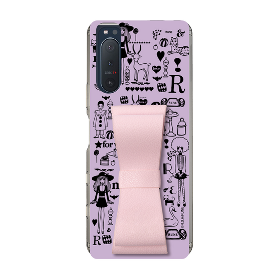 Slim Protection Case - STAND & RING RIBBON Sakura Pink［ Rune Naito - RUNE Girl Retro & Modern - Purple ］
