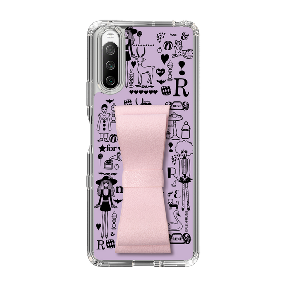 Slim Protection Case - STAND & RING RIBBON Sakura Pink［ Rune Naito - RUNE Girl Retro & Modern - Purple ］