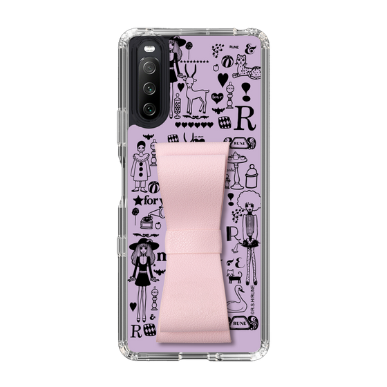 Slim Protection Case - STAND & RING RIBBON Sakura Pink［ Rune Naito - RUNE Girl Retro & Modern - Purple ］