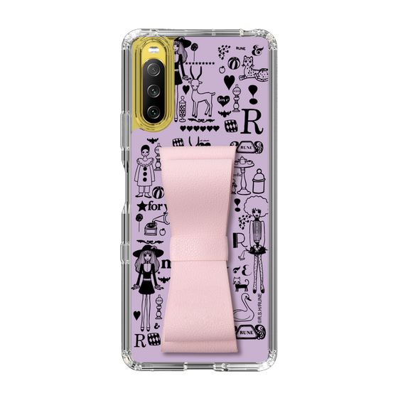 Slim Protection Case - STAND & RING RIBBON Sakura Pink［ Rune Naito - RUNE Girl Retro & Modern - Purple ］
