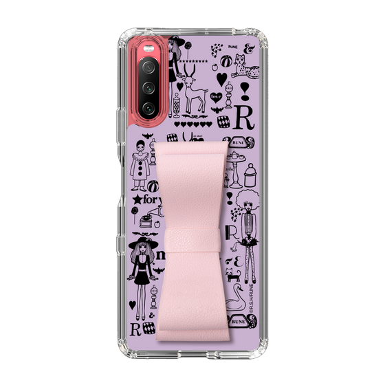 Slim Protection Case - STAND & RING RIBBON Sakura Pink［ Rune Naito - RUNE Girl Retro & Modern - Purple ］