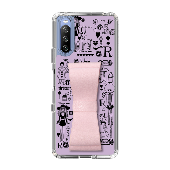 Slim Protection Case - STAND & RING RIBBON Sakura Pink［ Rune Naito - RUNE Girl Retro & Modern - Purple ］