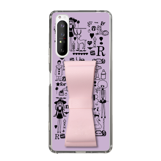 Slim Protection Case - STAND & RING RIBBON Sakura Pink［ Rune Naito - RUNE Girl Retro & Modern - Purple ］