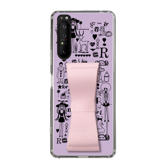 Slim Protection Case - STAND & RING RIBBON Sakura Pink［ Rune Naito - RUNE Girl Retro & Modern - Purple ］