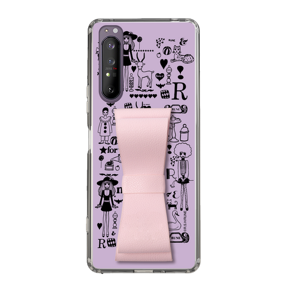 Slim Protection Case - STAND & RING RIBBON Sakura Pink［ Rune Naito - RUNE Girl Retro & Modern - Purple ］