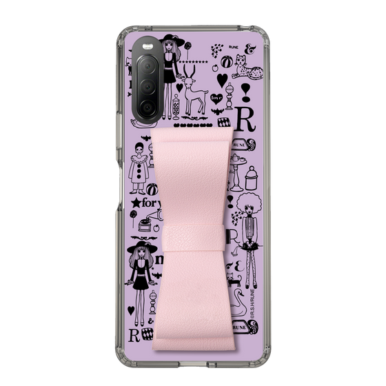 Slim Protection Case - STAND & RING RIBBON Sakura Pink［ Rune Naito - RUNE Girl Retro & Modern - Purple ］