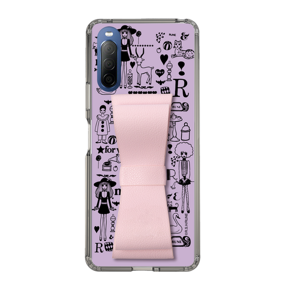 Slim Protection Case - STAND & RING RIBBON Sakura Pink［ Rune Naito - RUNE Girl Retro & Modern - Purple ］