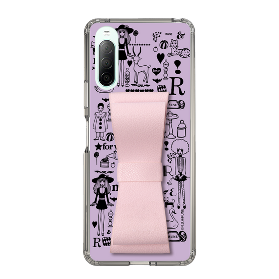 Slim Protection Case - STAND & RING RIBBON Sakura Pink［ Rune Naito - RUNE Girl Retro & Modern - Purple ］