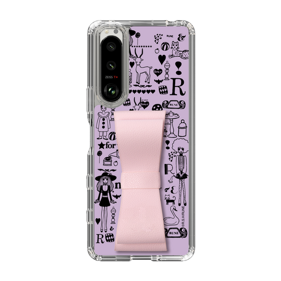 Slim Protection Case - STAND & RING RIBBON Sakura Pink［ Rune Naito - RUNE Girl Retro & Modern - Purple ］