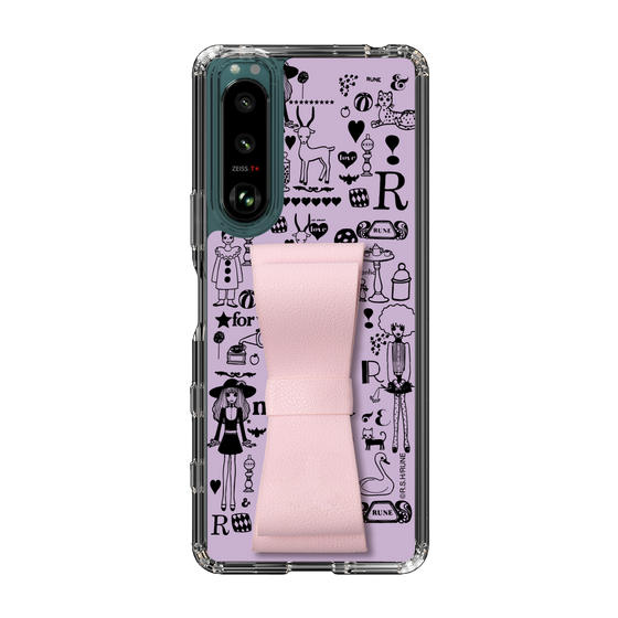 Slim Protection Case - STAND & RING RIBBON Sakura Pink［ Rune Naito - RUNE Girl Retro & Modern - Purple ］