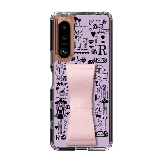 Slim Protection Case - STAND & RING RIBBON Sakura Pink［ Rune Naito - RUNE Girl Retro & Modern - Purple ］