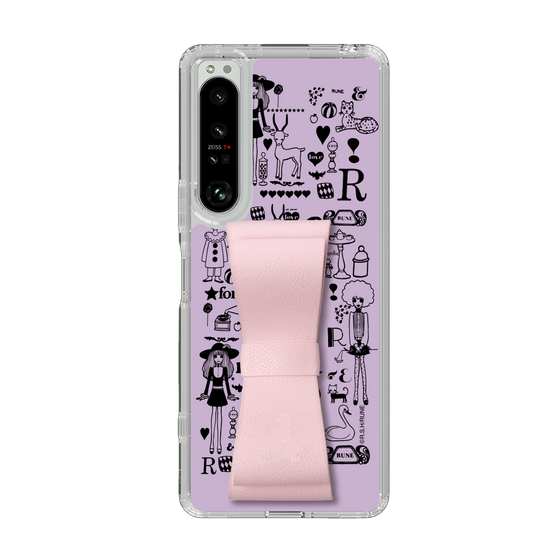 Slim Protection Case - STAND & RING RIBBON Sakura Pink［ Rune Naito - RUNE Girl Retro & Modern - Purple ］