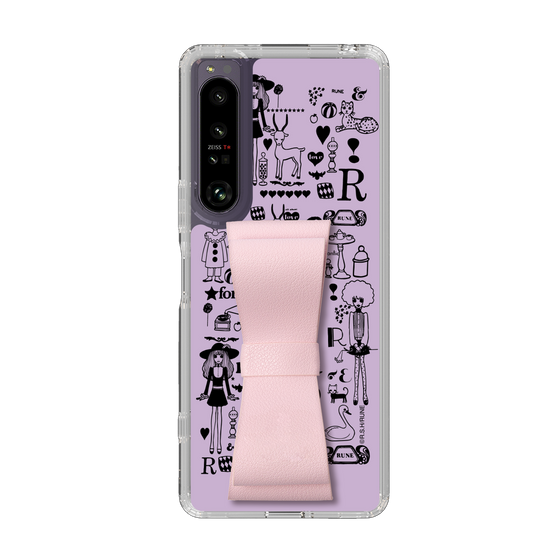 Slim Protection Case - STAND & RING RIBBON Sakura Pink［ Rune Naito - RUNE Girl Retro & Modern - Purple ］