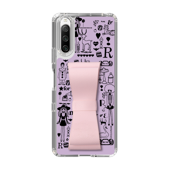 Slim Protection Case - STAND & RING RIBBON Sakura Pink［ Rune Naito - RUNE Girl Retro & Modern - Purple ］