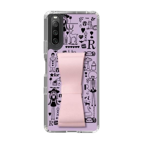 Slim Protection Case - STAND & RING RIBBON Sakura Pink［ Rune Naito - RUNE Girl Retro & Modern - Purple ］