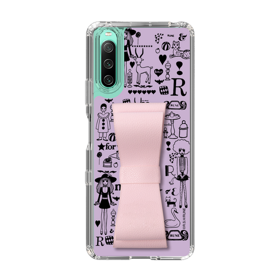 Slim Protection Case - STAND & RING RIBBON Sakura Pink［ Rune Naito - RUNE Girl Retro & Modern - Purple ］