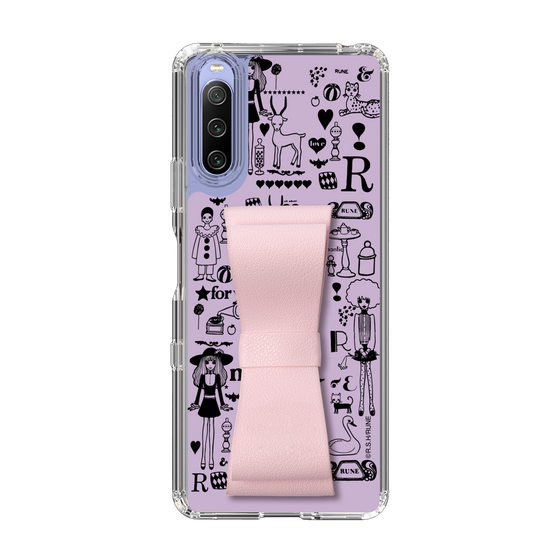 Slim Protection Case - STAND & RING RIBBON Sakura Pink［ Rune Naito - RUNE Girl Retro & Modern - Purple ］