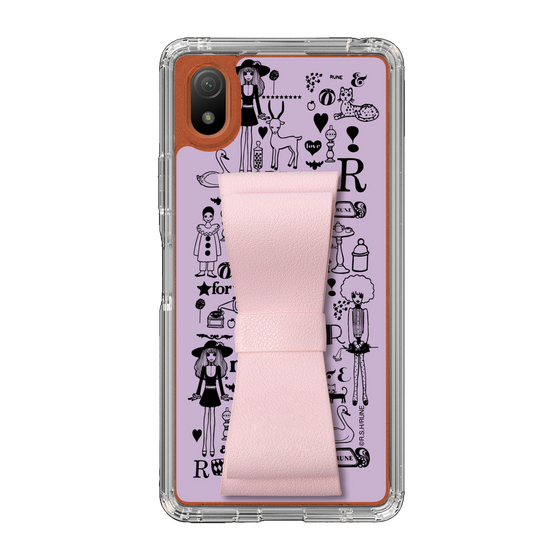 Slim Protection Case - STAND & RING RIBBON Sakura Pink［ Rune Naito - RUNE Girl Retro & Modern - Purple ］