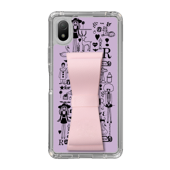 Slim Protection Case - STAND & RING RIBBON Sakura Pink［ Rune Naito - RUNE Girl Retro & Modern - Purple ］