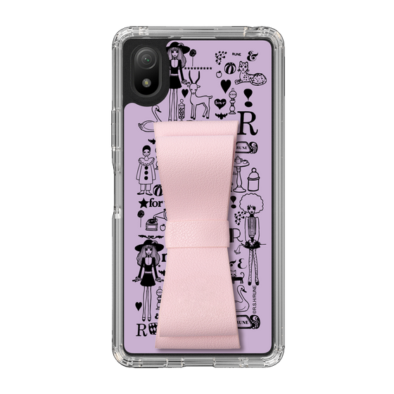 Slim Protection Case - STAND & RING RIBBON Sakura Pink［ Rune Naito - RUNE Girl Retro & Modern - Purple ］