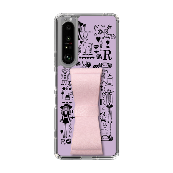 Slim Protection Case - STAND & RING RIBBON Sakura Pink［ Rune Naito - RUNE Girl Retro & Modern - Purple ］