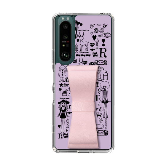 Slim Protection Case - STAND & RING RIBBON Sakura Pink［ Rune Naito - RUNE Girl Retro & Modern - Purple ］