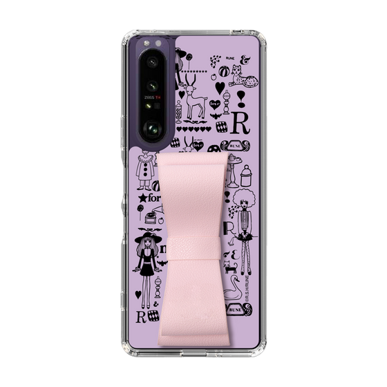Slim Protection Case - STAND & RING RIBBON Sakura Pink［ Rune Naito - RUNE Girl Retro & Modern - Purple ］