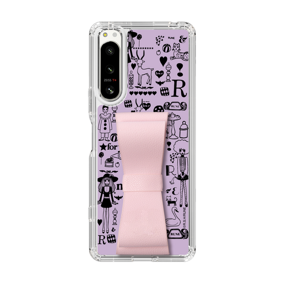 Slim Protection Case - STAND & RING RIBBON Sakura Pink［ Rune Naito - RUNE Girl Retro & Modern - Purple ］