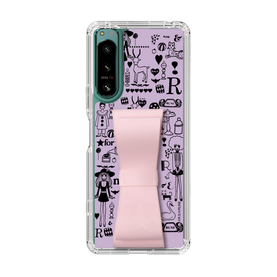 Slim Protection Case - STAND & RING RIBBON Sakura Pink［ Rune Naito - RUNE Girl Retro & Modern - Purple ］