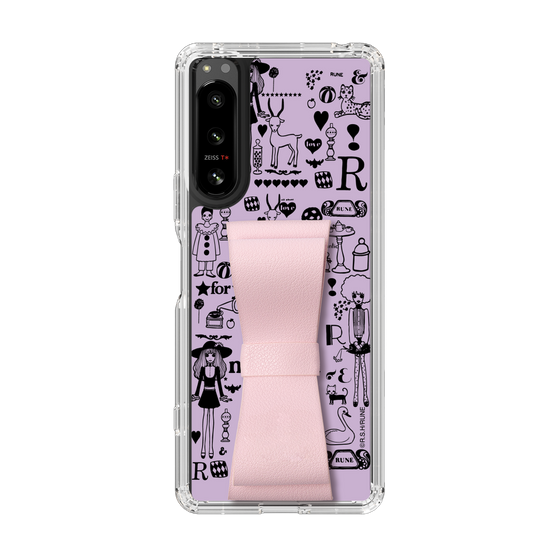 Slim Protection Case - STAND & RING RIBBON Sakura Pink［ Rune Naito - RUNE Girl Retro & Modern - Purple ］