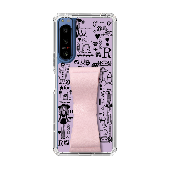 Slim Protection Case - STAND & RING RIBBON Sakura Pink［ Rune Naito - RUNE Girl Retro & Modern - Purple ］