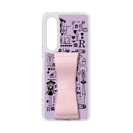 Slim Protection Case - STAND & RING RIBBON Sakura Pink［ Rune Naito - RUNE Girl Retro & Modern - Purple ］