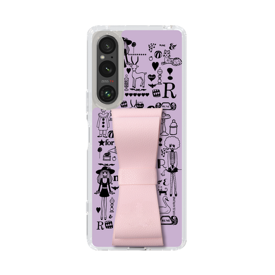 Slim Protection Case - STAND & RING RIBBON Sakura Pink［ Rune Naito - RUNE Girl Retro & Modern - Purple ］