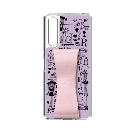 Slim Protection Case - STAND & RING RIBBON Sakura Pink［ Rune Naito - RUNE Girl Retro & Modern - Purple ］
