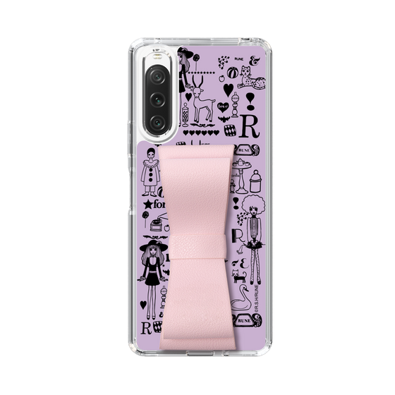 Slim Protection Case - STAND & RING RIBBON Sakura Pink［ Rune Naito - RUNE Girl Retro & Modern - Purple ］