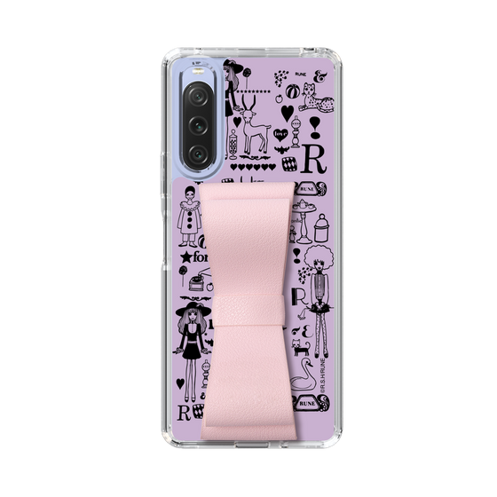 Slim Protection Case - STAND & RING RIBBON Sakura Pink［ Rune Naito - RUNE Girl Retro & Modern - Purple ］