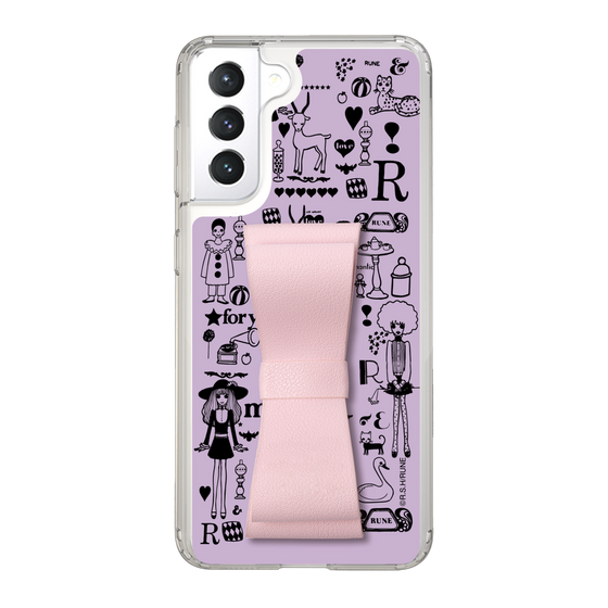 Slim Protection Case - STAND & RING RIBBON Sakura Pink［ Rune Naito - RUNE Girl Retro & Modern - Purple ］