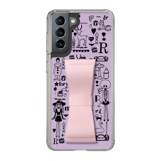 Slim Protection Case - STAND & RING RIBBON Sakura Pink［ Rune Naito - RUNE Girl Retro & Modern - Purple ］