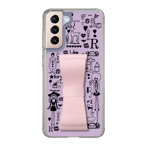 Slim Protection Case - STAND & RING RIBBON Sakura Pink［ Rune Naito - RUNE Girl Retro & Modern - Purple ］