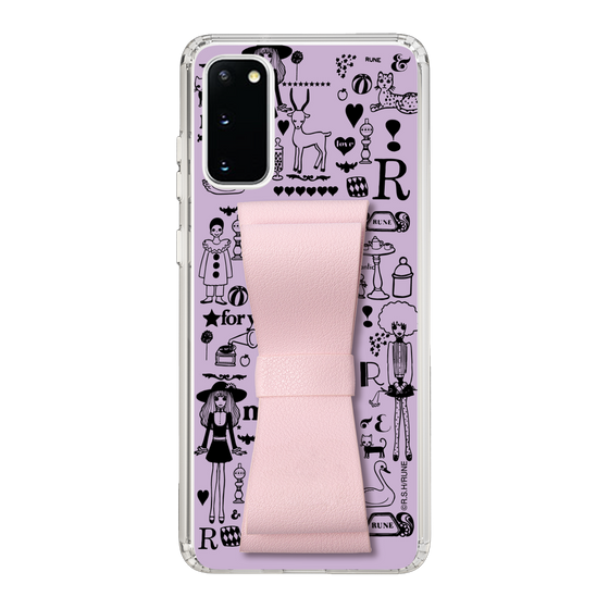 Slim Protection Case - STAND & RING RIBBON Sakura Pink［ Rune Naito - RUNE Girl Retro & Modern - Purple ］
